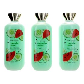 Cucumber Melon by Bodycology, 3 Pack 16 oz 2 in 1 Body Wash & Bubble Bath for Women