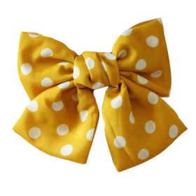 Vintage Yellow Dots Bowknot Hair Barrettes Handmade Chiffon Hair Clip