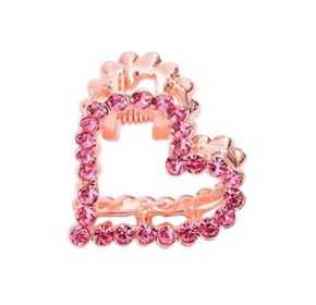 2 Pcs Rhinestone Hair Claw Clips Small Jaw Clips Bling Metal Hair Clamp, Heart-3