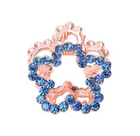 2 Pcs Rhinestone Hair Claw Clips Small Jaw Clips Bling Hair Clamp, Flower-2