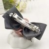 Artificial Red Rose Flower Cloth Hair Pin Handmade Bowknot Hair Barrettes; Black