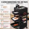 VEVOR Beauty Salon Trolley Cart, Plastic Salon Rolling Cart for Stylist with 5 Removable Drawers & Dryer Holder