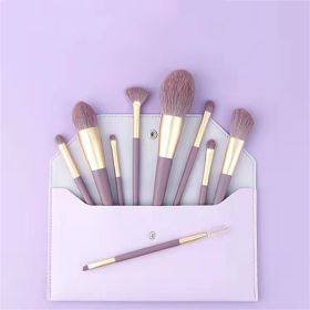 Makeup Brushes Set 9Pcs Soft Hair Eye Shadow Brush Loose Powder Brush Full Set of Women Girls Makeup Brushes (Color: purple with bag)