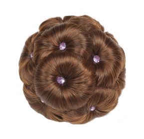 Elegant Hair Disk Chignon Updo Hairpieces With Rhinestone Hair Bun Extensions Claw, Light Brown (default: default)