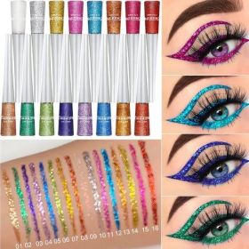 16 Color Glitter Liquid Eyeliner Set Colorful Waterproof Long Lasting Eyeliner (Color: Blue)