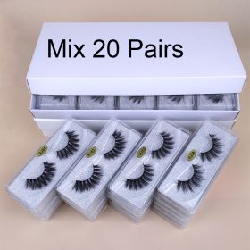 Mink Eyelashes Wholesale 30/50/100 pcs 3d Mink Lashes Bulk Natural Fluffy False Eyelashes Pack Makeup Fake Eyelashes Bulk Items (Color: Mix 20 pairs)