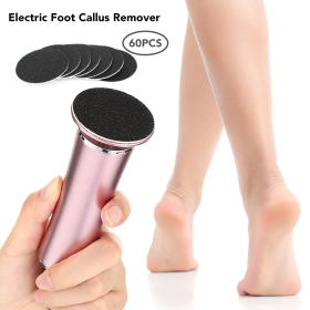 Electric Foot Callus Remover Foot Care File Leg Heels Remove Dead Skin Pedicure Tool Set Electronic Foot Grinder 60pcs Sandpaper (Color: EU Plug)