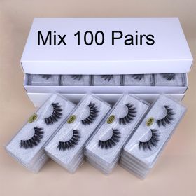 Mink Eyelashes Wholesale 30/50/100 pcs 3d Mink Lashes Bulk Natural Fluffy False Eyelashes Pack Makeup Fake Eyelashes Bulk Items (Color: Mix 100 pairs)