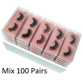 Lashes Bulk Wholesale 30/50/100/200 pcs 3d Mink Lashes Natural Mink Eyelashes Fluffy False Eyelashes Makeup False Lashes In Bulk (Color: Mix 100 pairs)