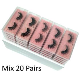 Lashes Bulk Wholesale 30/50/100/200 pcs 3d Mink Lashes Natural Mink Eyelashes Fluffy False Eyelashes Makeup False Lashes In Bulk (Color: Mix 20 pairs)