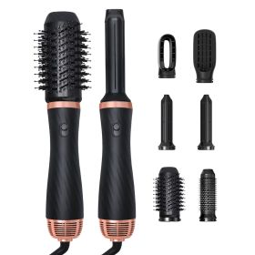 Hair Dryer Brush, 5 in 1 Detachable Blow Dryer Brush, Negative Ionic Hot Air Brush, Hair Styling Tool Set, Round Hot Air Straightener Brush Volumizer (Color: Black)